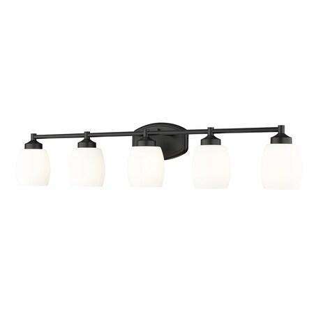 Z-Lite Kendrick 5 Light Vanity, 39.25in. W x 8.5in. H, Matte Black 745-5V-MB